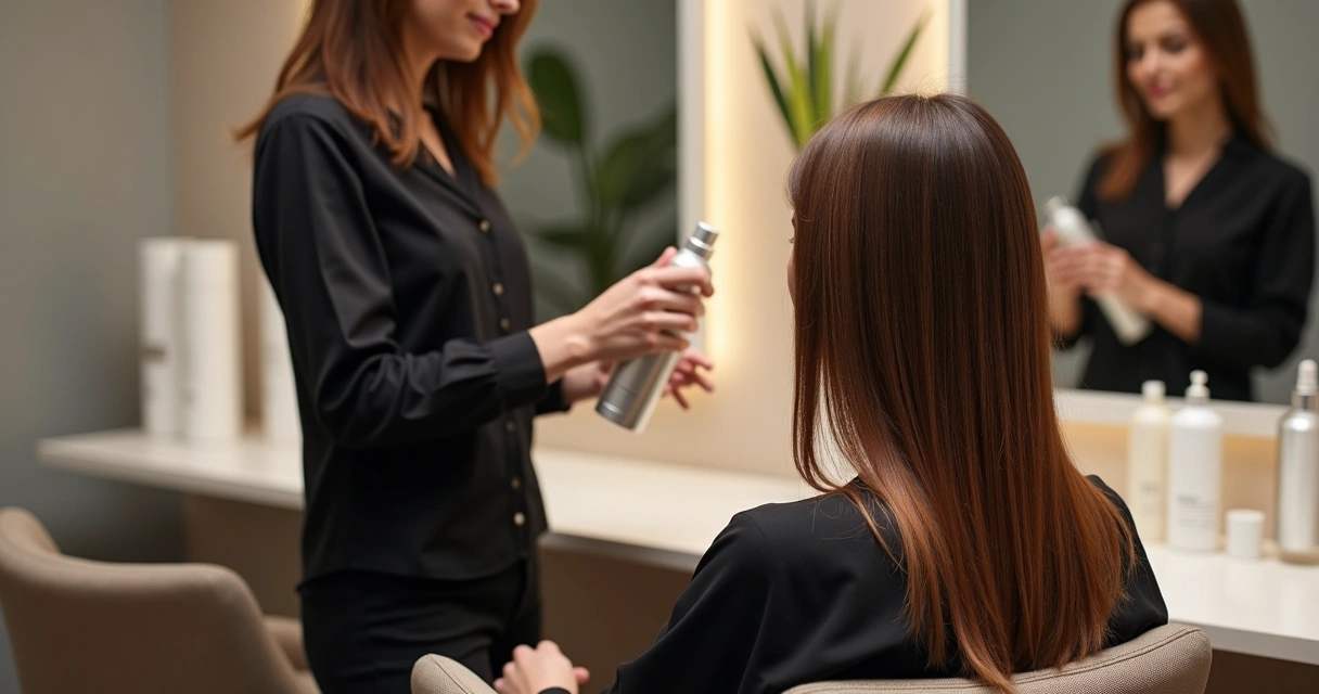 Cabelo danificado e cabelo saudável lado a lado em salão mostrando reconstrução capilar